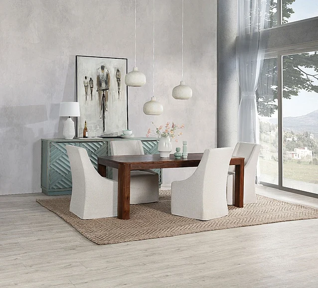 Classic Home Nemi/Jordan 5pc 84" Rectangular Dining Set in Brown