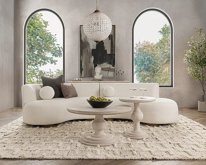 Classic Home Hera 2pc Occasional Living Room Set in Creamwood