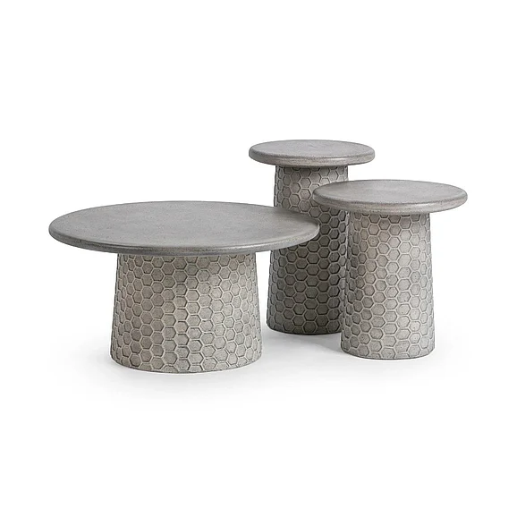 Classic Home Delaine Outdoor Concrete 2pc Occasional Living Room Set in Light Gray