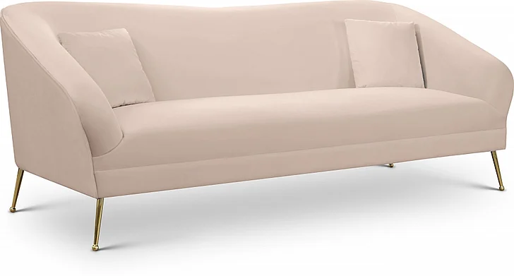Meridian Hermosa Velvet Sofa in Pink Velvet 658Pink-S