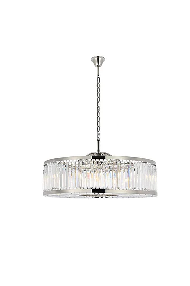 Elegant Chelsea 10 Light Polished Nickel Chandelier Clear Royal Cut Crystal 1233G43PN/RC