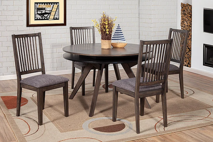 Alpine Furniture Lennox 5-Piece Round Dining Table Set in Dark Tobacco