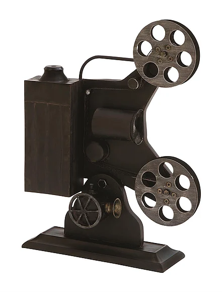 UMA Black Metal Film Camera Decorative Sculpture, 14 x 4 x 19 | 51649