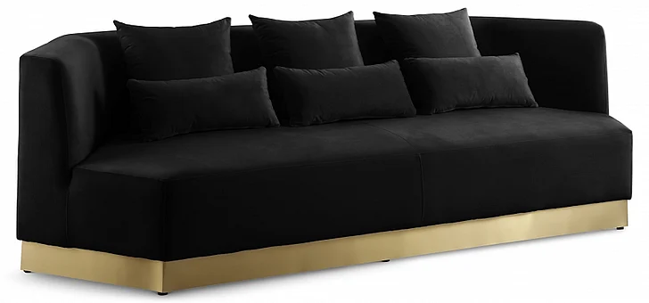 Meridian Marquis Velvet Sofa in Black Velvet 600Black-S
