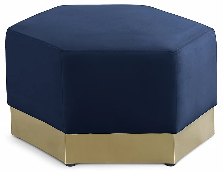 Meridian Marquis Velvet Ottoman in Navy Velvet 600Navy-Ott