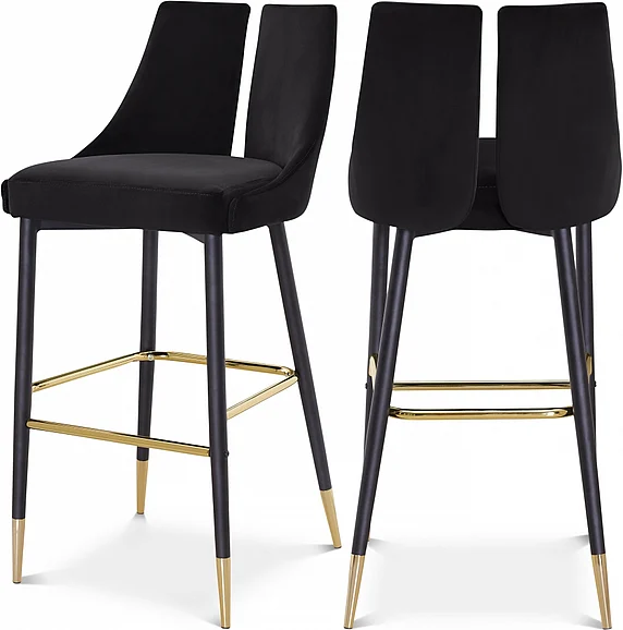 Meridian Sleek Bar Stool in Black Velvet 960Black-C