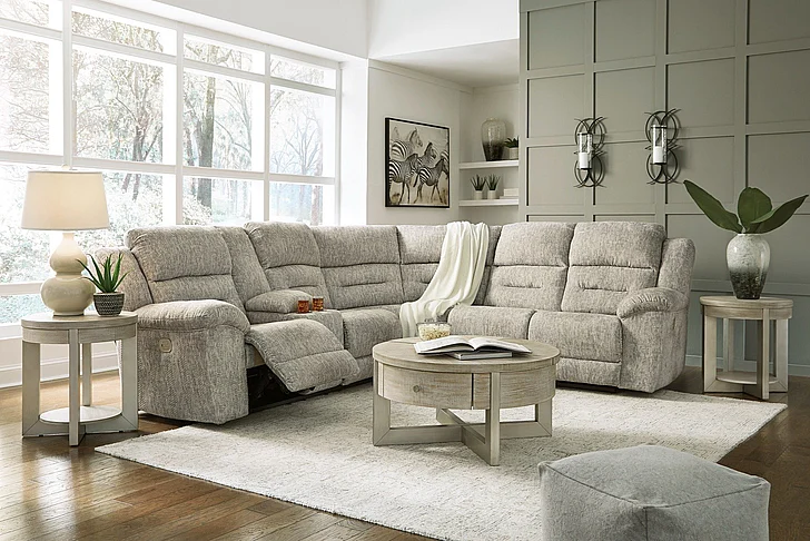 Family Den 3-Piece Power Reclining Sectional in Pewter