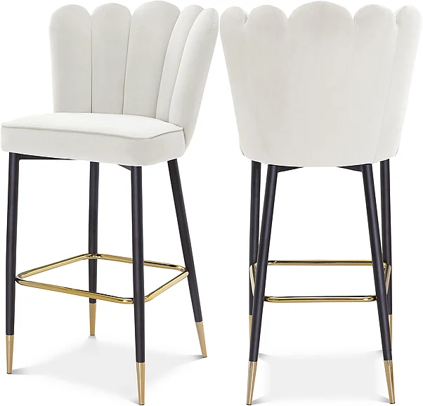 Meridian Lily Bar Stool in Cream Velvet 961Cream-C