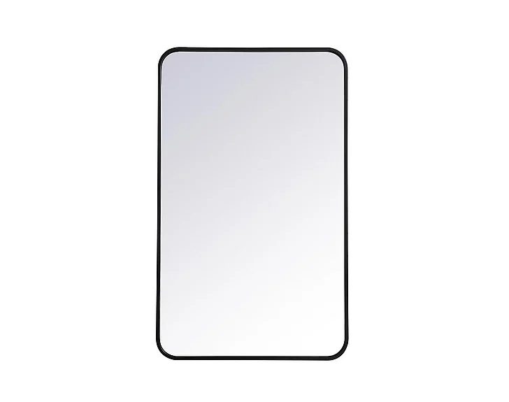 Elegant Soft Corner Metal Rectangular Mirror 22X36 In. in Black MR802236BK