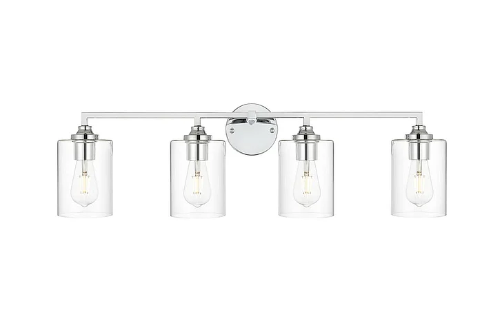 Elegant Mayson 4 Light Chrome and Clear Bath Sconce LD7315W33CH