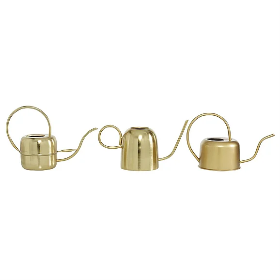 UMA Gold Metal Watering Can Indoor Outdoor Planter, Set of 3 7, 8, 9H | 51984 CLOSEOUT