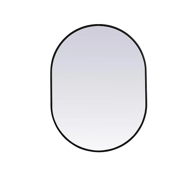Elegant Metal Frame Oval Mirror 27X36 In. in Black MR2A2736BLK