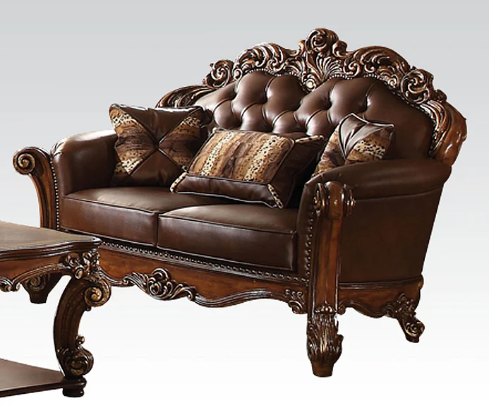 Acme Vendome Loveseat with 2 Pillows in Cherry 52002