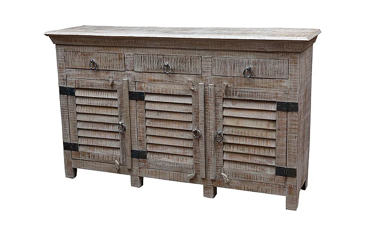 Moti Furniture Troy 3-Drawer, 3-Door Buffet in Gray Wash