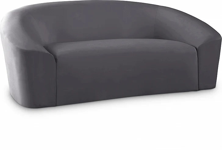 Meridian Riley Velvet Loveseat in Grey Velvet 610Grey-L