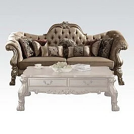 Acme Versailles Sofa in Bone Velvet & Gold Patina 52090