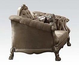 Acme Versailles Loveseat in Bone Velvet & Gold Patina 52091