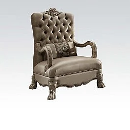 Acme Versailles Living Room Chair in Bone Velvet & Gold Patina 52092