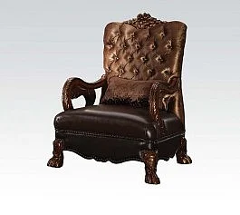 Acme Versailles Living Room Chair in Golden Brown Velvet & Cherry Oak 52097