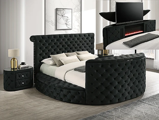 Crown Mark Voltare Queen Upholstered Platform Bed in Black