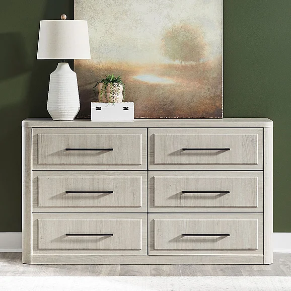 Liberty Furniture Modern Play 6 Drawer Dresser in Natural White 522-BR31