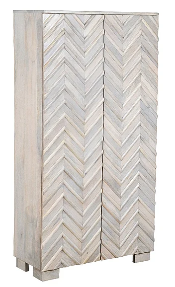 Moti Furniture Ziggy Tall Cabinet in White Wash