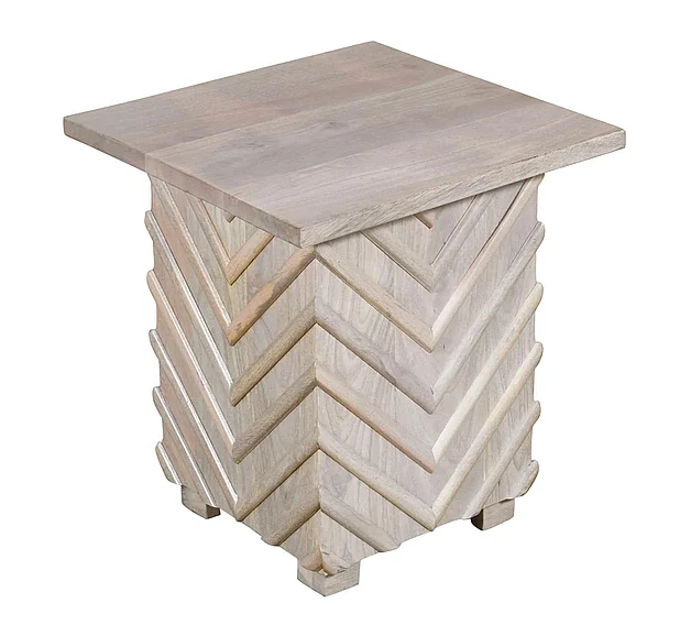 Moti Furniture Ziggy End Table in White Wash