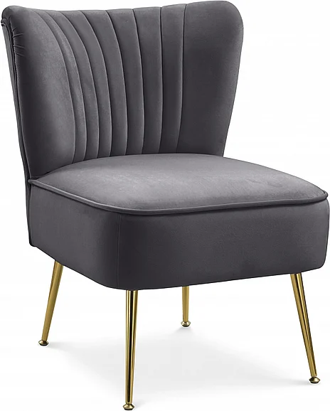 Meridian Tess Velvet Accent Chair in Grey Velvet 504Grey