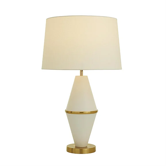 UMA CosmoLiving by Cosmopolitan White Metal Room Table Lamp with Gold Accents, 16" x 16" x 27" | 52390 CLOSEOUT