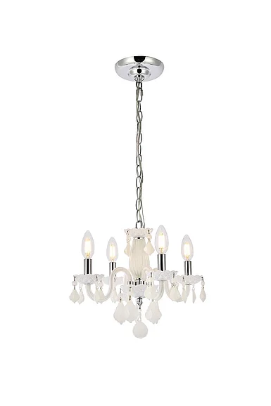 Elegant Rococo 4 Light White Pendant White Royal Cut Crystal V7804D15WH-WH/RC CLOSEOUT