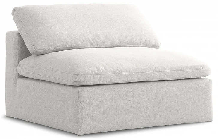 Meridian Serene Linen Textured Fabric Deluxe Comfort Armless Chair in Cream Linen Textured Fabric 601Cream-Armless