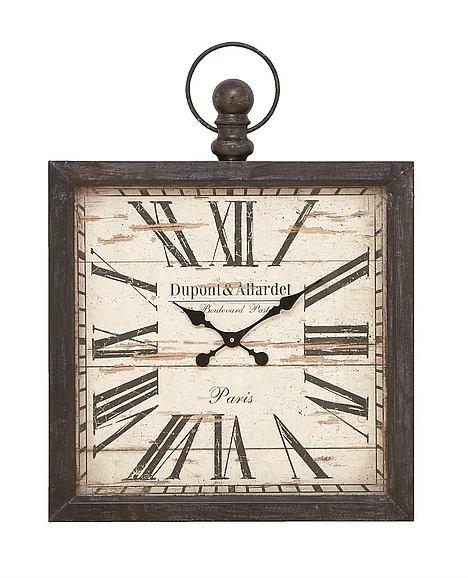 UMA Brown Metal Pocket Watch Style Decorative Wall Clock, 24" x 3" x 32" | 52517
