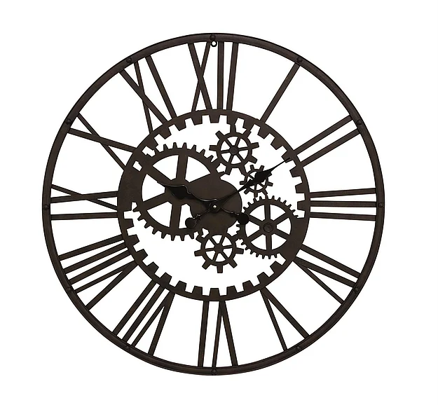 UMA Black Metal Gear Decorative Wall Clock, 32" x 2" x 32" | 52569