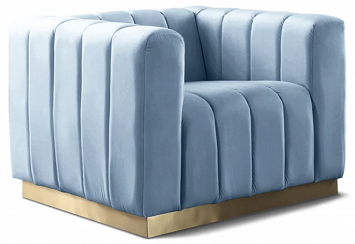 Meridian Marlon Velvet Chair in Sky Blue Velvet 603SkyBlu-C