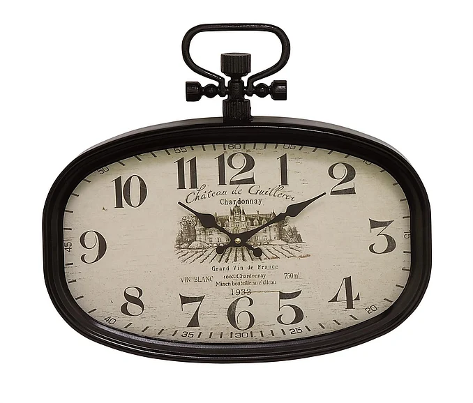 UMA White Metal Pocket Watch Style Decorative Wall Clock, 18" x 2" x 16" | 52579