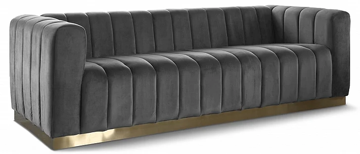 Meridian Marlon Velvet Sofa in Grey Velvet 603Grey-S