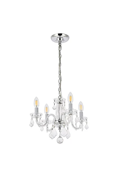 Elegant Rococo 4 Light Chrome Pendant Clear Royal Cut Crystal V7804D15C/RC