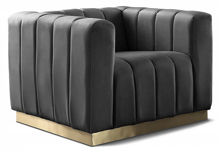 Meridian Marlon Velvet Chair in Grey Velvet 603Grey-C