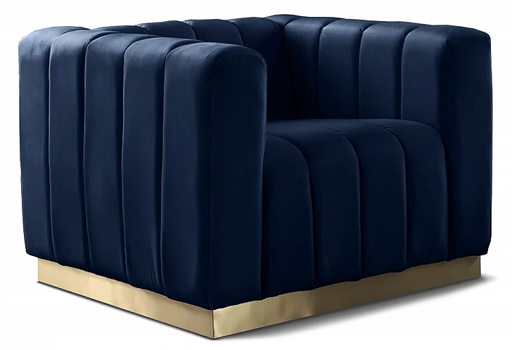 Meridian Marlon Velvet Chair in Navy Velvet 603Navy-C
