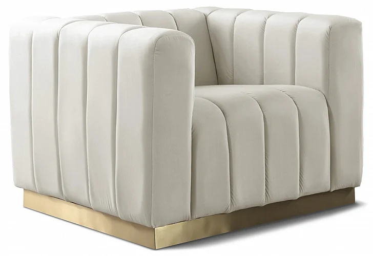 Meridian Marlon Velvet Chair in Cream Velvet 603Cream-C