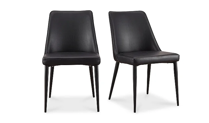 Moe's Home Collection Lula Dining Chair (Set of 2) in Black Vegan YM-1006-02 CLOSEOUT