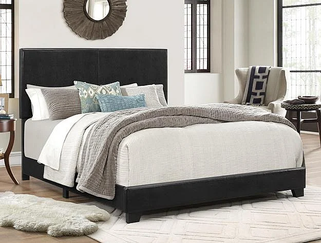 Crown Mark Erin Full Upholstered Panel Bed in Black