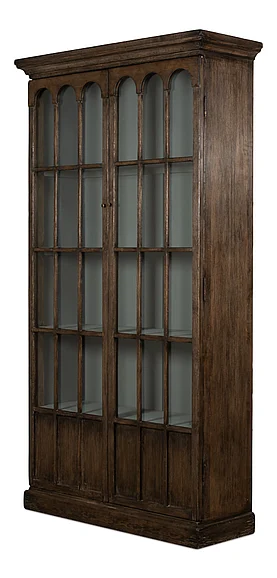 Sarreid Refined Arches Tall Bookcase in Toasted Brown 52744
