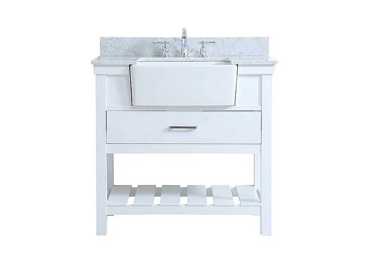 Elegant 36 In. Single Bathroom Vanity in White with Backsplash VF60136WH-BS