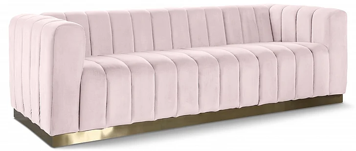 Meridian Marlon Velvet Sofa in Pink Velvet 603Pink-S