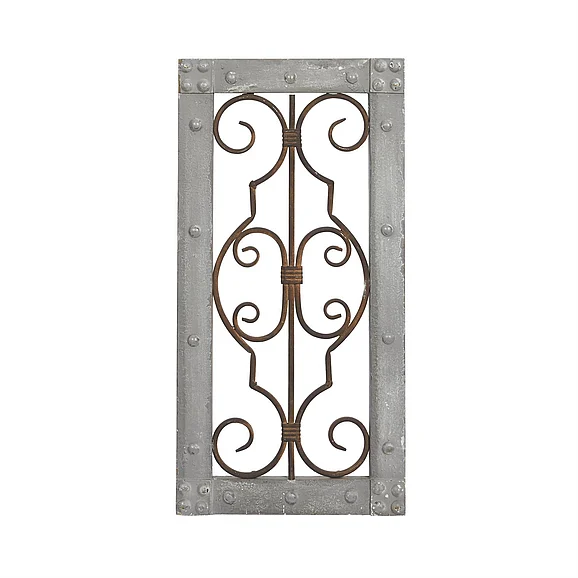 UMA Gray Wood Traditional Scroll Wall Decor, 10" x 1" x 20" | 52753 CLOSEOUT