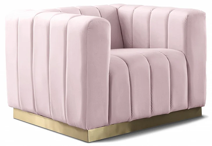 Meridian Marlon Velvet Chair in Pink Velvet 603Pink-C