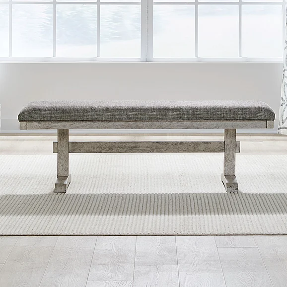 Liberty Furniture Hallendale Uph Dining Bench in Gravel Wash 528-C9001B