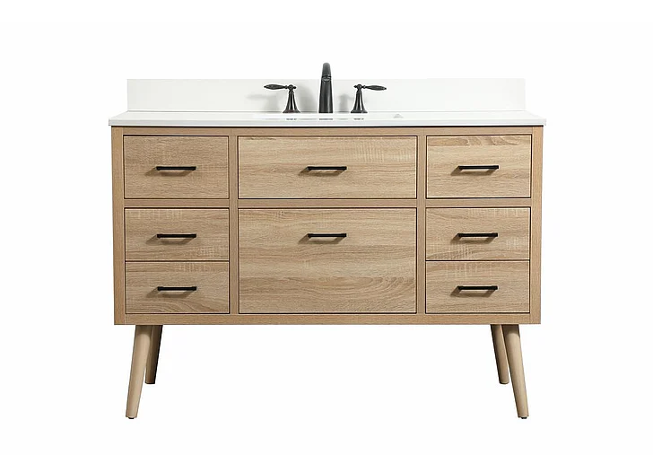 Elegant 48 In. Single Bathroom Vanity in Mango Wood with Backsplash VF41048MW-BS