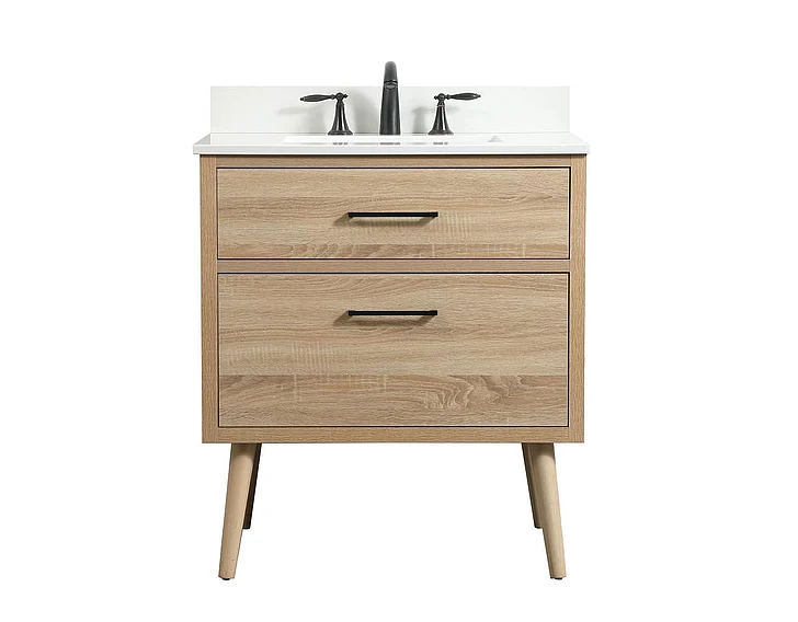 Elegant 30 In. Single Bathroom Vanity in Mango Wood with Backsplash VF41030MW-BS